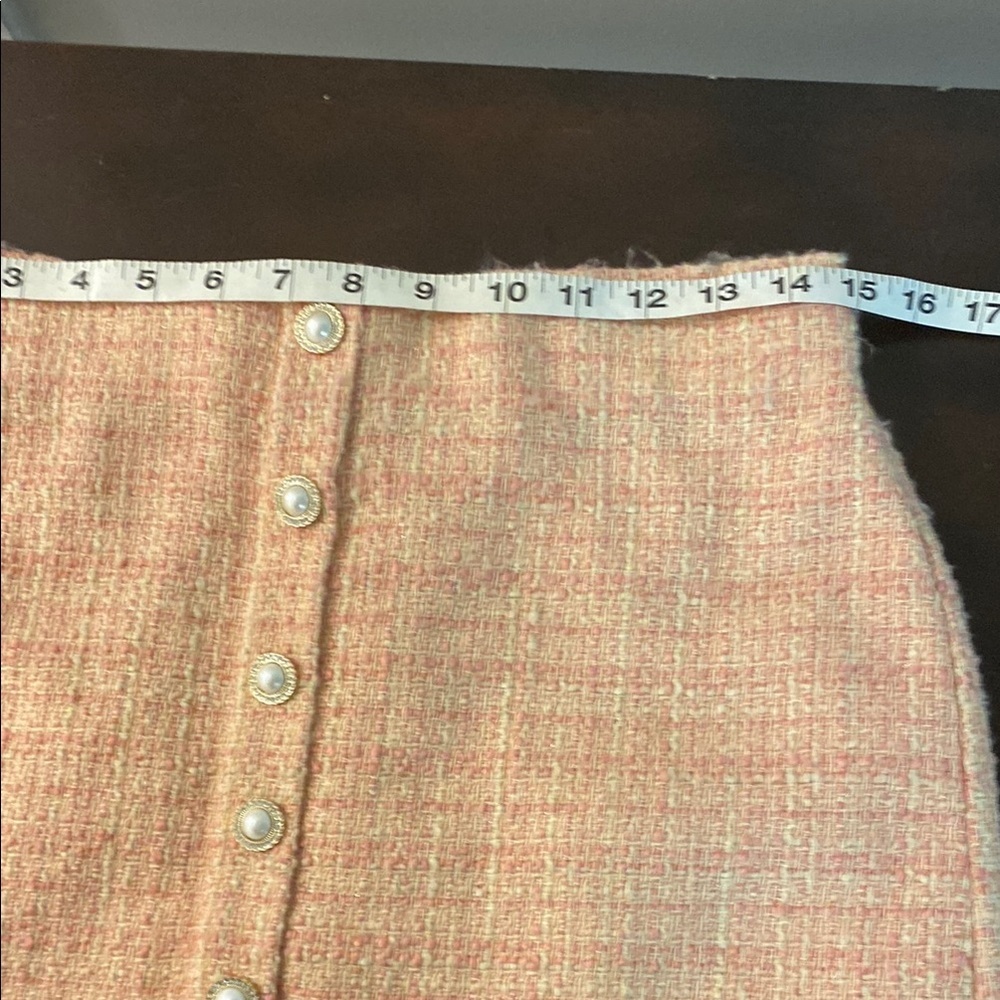 ELODIE Chic Pink Tweed Skirt Button down - Picture 4 of 8